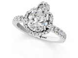 White gold Pear Cut Diamond Halo Pave Band with Four-Prong Setting_4