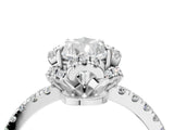 White gold Pear Cut Diamond Halo Pave Band with Four-Prong Setting_7