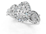 White gold Pear Cut Diamond Halo Ring with Milgrain Pavé Band and Four-Prong Setting_60