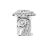 White gold Pear Cut Diamond Halo Ring with Milgrain Pavé Band and Four-Prong Setting_64