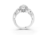 White gold Pear Cut Diamond Halo Ring with Milgrain Pavé Band and Four-Prong Setting_67
