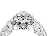 White gold Pear Cut Diamond Halo Ring with Milgrain Pavé Band and Four-Prong Setting_68