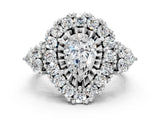 White gold Pear Cut Diamond Halo Ring with Pavé Band and Four-Prong Setting_61
