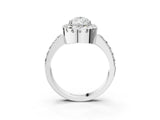 White gold Pear Cut Diamond Halo Ring with Pavé Band and Prong Setting_10