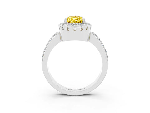 White gold Pear Cut Diamond Halo Ring with Pavé Band and Prong Setting_3