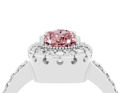 White gold Pear Cut Diamond Halo Ring with Pavé Band and Prong Setting_4