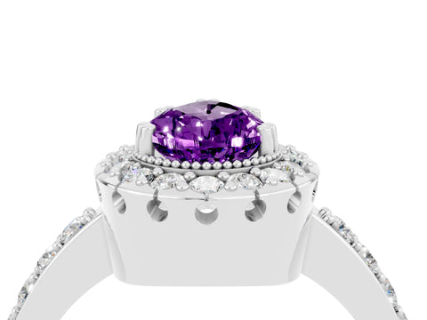 White gold Pear Cut Diamond Halo Ring with Pavé Band and Prong Setting_4