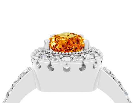 White gold Pear Cut Diamond Halo Ring with Pavé Band and Prong Setting_4