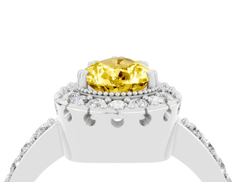 White gold Pear Cut Diamond Halo Ring with Pavé Band and Prong Setting_4