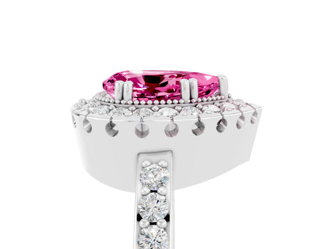 White gold Pear Cut Diamond Halo Ring with Pavé Band and Prong Setting_5