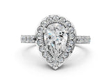 White gold Pear Cut Diamond Halo Ring with Pavé Band and Prong Setting_7