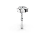 White gold Pear Cut Diamond Halo Ring with Pavé Band and Prong Setting_9