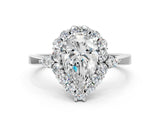 White gold Pear Cut Diamond Halo Ring with Pear Side Stones and Prong Setting_68