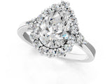 White gold Pear Cut Diamond Halo Ring with Pear Side Stones and Prong Setting_69