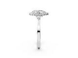 White gold Pear Cut Diamond Halo Ring with Pear Side Stones and Prong Setting_75