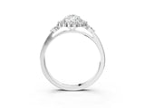White gold Pear Cut Diamond Halo Ring with Pear Side Stones and Prong Setting_76