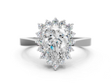 White gold Pear Cut Diamond Halo Ring with Round Brilliant Halo and Solitaire Band_114
