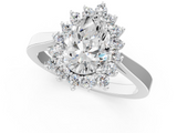 White gold Pear Cut Diamond Halo Ring with Round Brilliant Halo and Solitaire Band_117