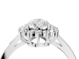White gold Pear Cut Diamond Halo Ring with Round Brilliant Halo and Solitaire Band_120