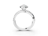 White gold Pear Cut Diamond Halo Ring with Round Split Shank and Prong Setting_15