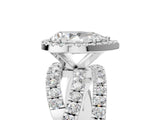 White gold Pear Cut Diamond Halo Ring with Round Split Shank and Prong Setting_17