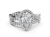 White gold Pear Cut Diamond Halo Ring with Round Split Shank and Prong Setting_18