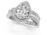 White gold Pear Cut Diamond Halo Ring with Round Split Shank and Prong Setting_19