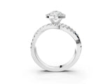 White gold Pear Cut Diamond Halo Ring with Round Split Shank and Prong Setting_21