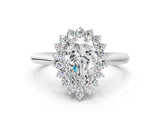 White gold Pear Cut Diamond Halo Ring with Solitaire Band and Prong Setting_83