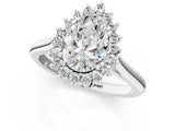 White gold Pear Cut Diamond Halo Ring with Solitaire Band and Prong Setting_84