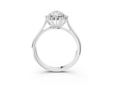 White gold Pear Cut Diamond Halo Ring with Solitaire Band and Prong Setting_86