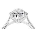 White gold Pear Cut Diamond Halo Ring with Solitaire Band and Prong Setting_87