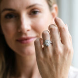 White gold Pear Cut Diamond Halo Ring with Split Shank Pavé Band and Prong Setting_87