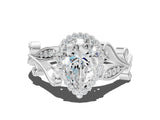 White gold Pear Cut Diamond Halo Ring with Vintage Split Shank and Four-Prong Setting_49