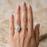 White gold Pear-Cut Diamond Halo Solitaire Ring with Round Brilliant Halo and Prong Setting_3