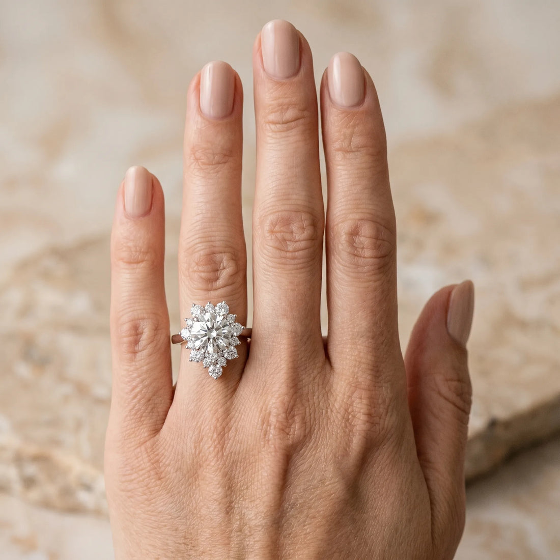 White gold Pear-Cut Diamond Halo Solitaire Ring with Round Brilliant Halo and Prong Setting_3
