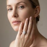 White gold Pear-Cut Diamond Halo Solitaire Ring with Round Brilliant Halo and Prong Setting_4