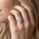 White gold Pear-Cut Diamond Halo Solitaire Ring with Round Brilliant Halo and Prong Setting_5