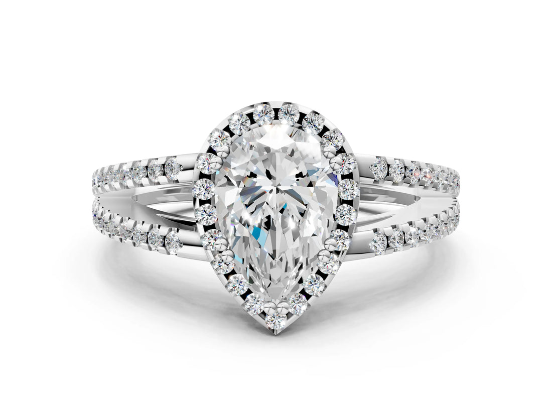 White gold Pear Cut Diamond Halo Split Shank Engagement Ring_40