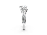 White gold Pear Cut Diamond  Halo Twist Band Solitaire Prong Setting Ring_125