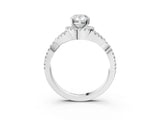 White gold Pear Cut Diamond  Halo Twist Band Solitaire Prong Setting Ring_127