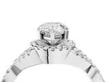 White gold Pear Cut Diamond  Halo Twist Band Solitaire Prong Setting Ring_128