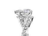 White gold Pear Cut Diamond  Halo Twist Band Solitaire Prong Setting Ring_129