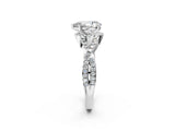 White gold Pear Cut Diamond  Halo Twist Band Solitaire Prong Setting Ring_38