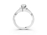 White gold Pear Cut Diamond  Halo Twist Band Solitaire Prong Setting Ring_51