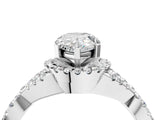 White gold Pear Cut Diamond  Halo Twist Band Solitaire Prong Setting Ring_52
