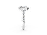 White gold Pear Cut Diamond Milgrain Floral Halo Engagement Ring with Pavé Band_23