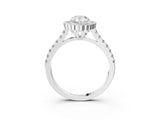 White gold Pear Cut Diamond Milgrain Floral Halo Engagement Ring with Pavé Band_24