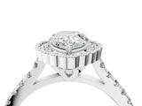 White gold Pear Cut Diamond Milgrain Floral Halo Engagement Ring with Pavé Band_25