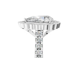 White gold Pear Cut Diamond Milgrain Floral Halo Engagement Ring with Pavé Band_26